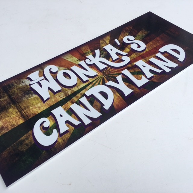SIGN, Willy Wonka - Wonkas Candyland 60 x 25cm